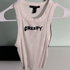 White creepy crop top from forever 21 size medium